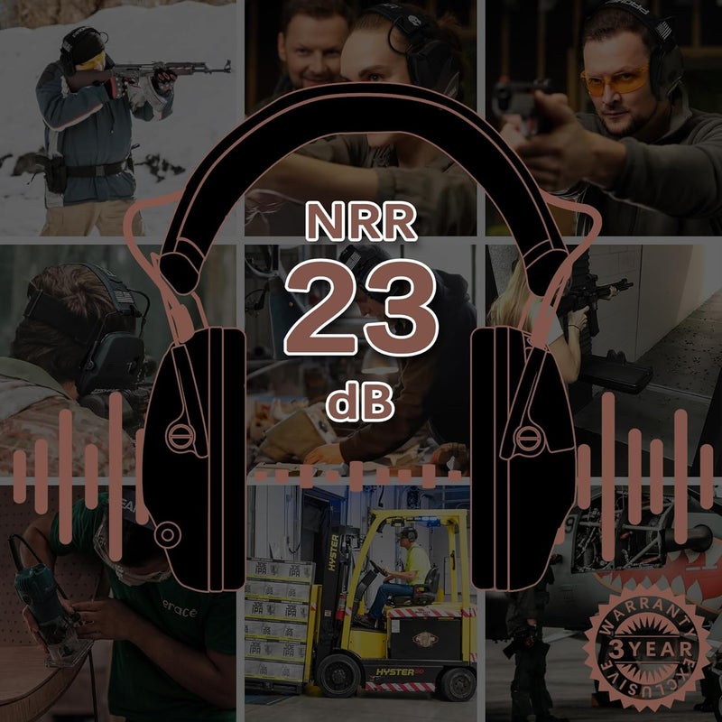 PROHEAR 2 Pack Electronic Ear Protection for Shooting with 4X Sound Amplification, Gun Range Hearing Protection Muffs, NRR 23dB Noise Reduction Headphones for Hunting, Green and Brown - Image 3